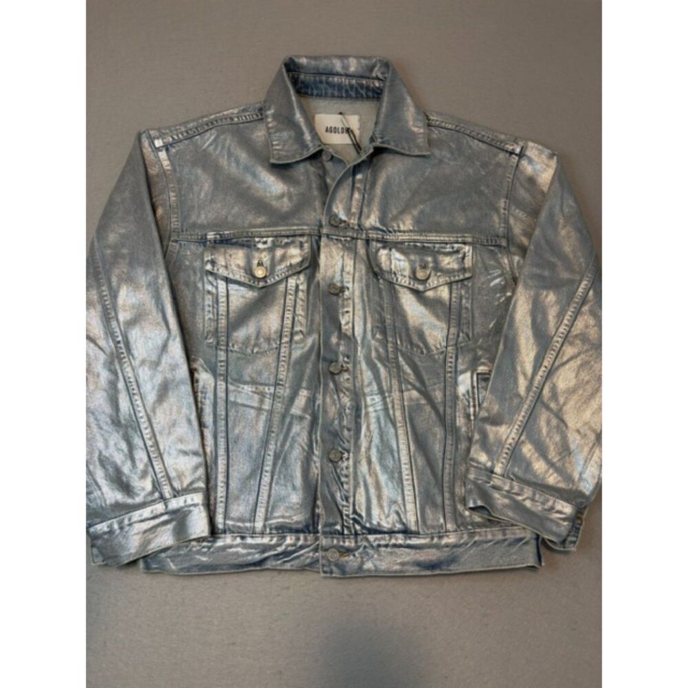 AGOLDE Evin Denim Jacket Womens Oversized Tin Foil Wash Unicorn Sample NWOT